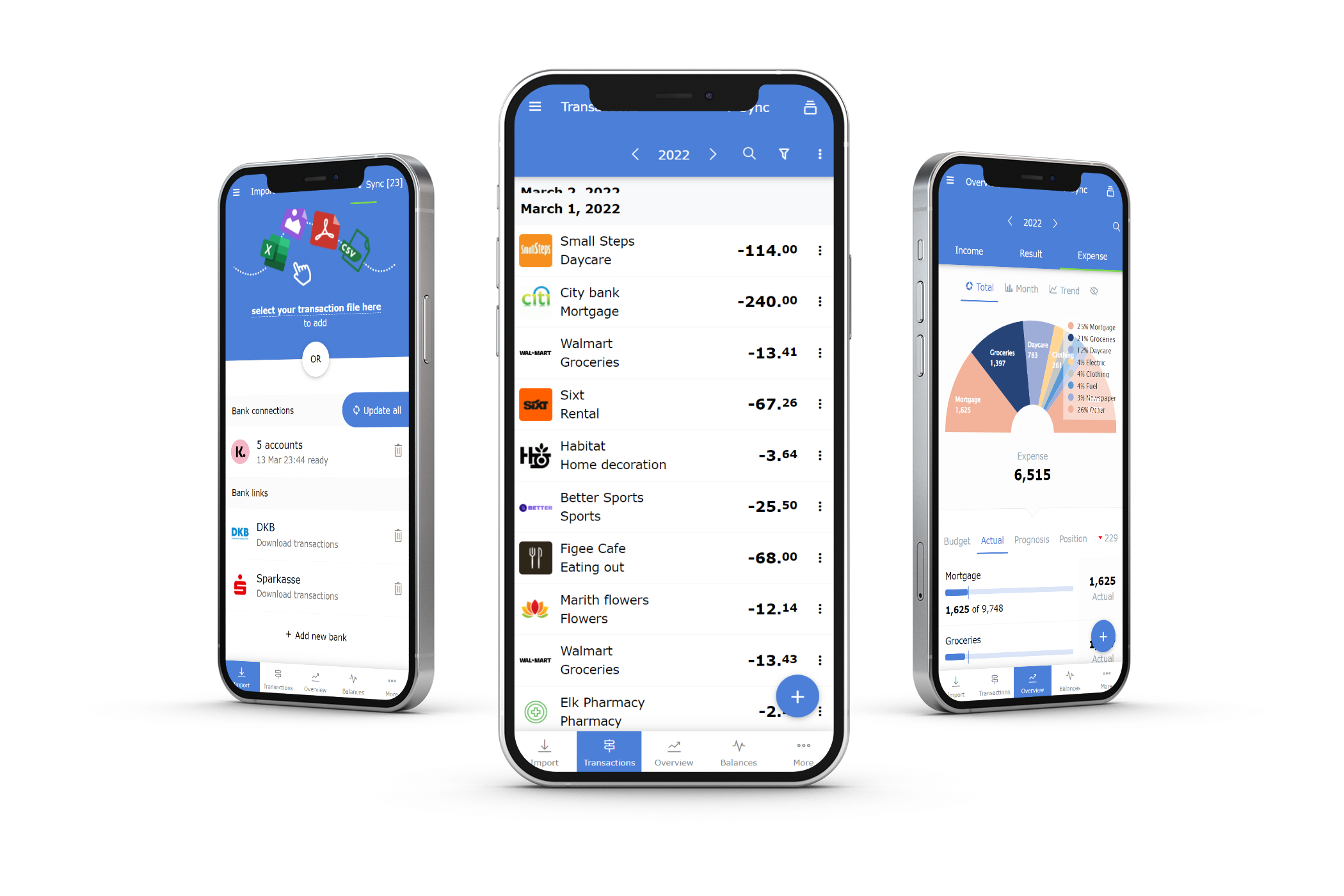 Track your income and expenses via secured PSD2 bank connection